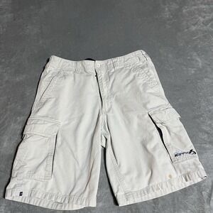 Y2K Kirra Cargo Shorts Mens 32 Beige Skater Surf Baggy Loose Grunge Thrashed‎